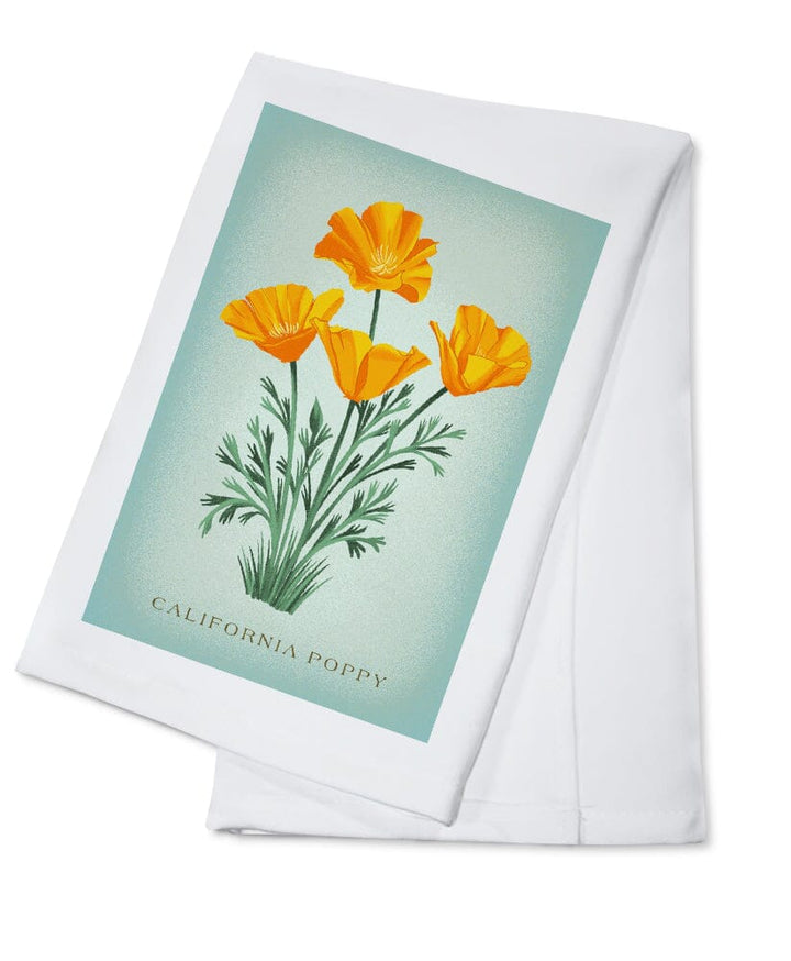 Vintage Flora, California Poppy Kitchen Lantern Press Cotton Towel 