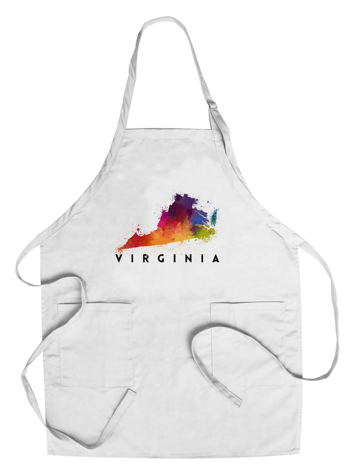 Virginia, State Abstract Watercolor, Lantern Press Artwork, Towels and Aprons Kitchen Lantern Press Chef's Apron 