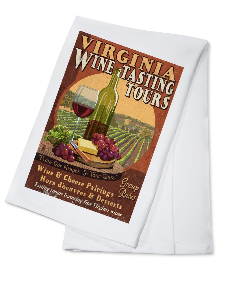 Virginia, Wine Vintage Sign, Lantern Press Artwork, Towels and Aprons Kitchen Lantern Press Cotton Towel 