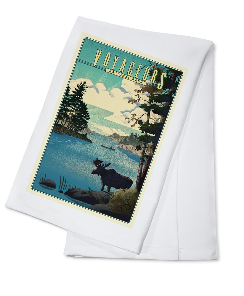 Voyageurs National Park, Minnesota, Lithograph National Park Series, Lantern Press Artwork, Towels and Aprons Kitchen Lantern Press 