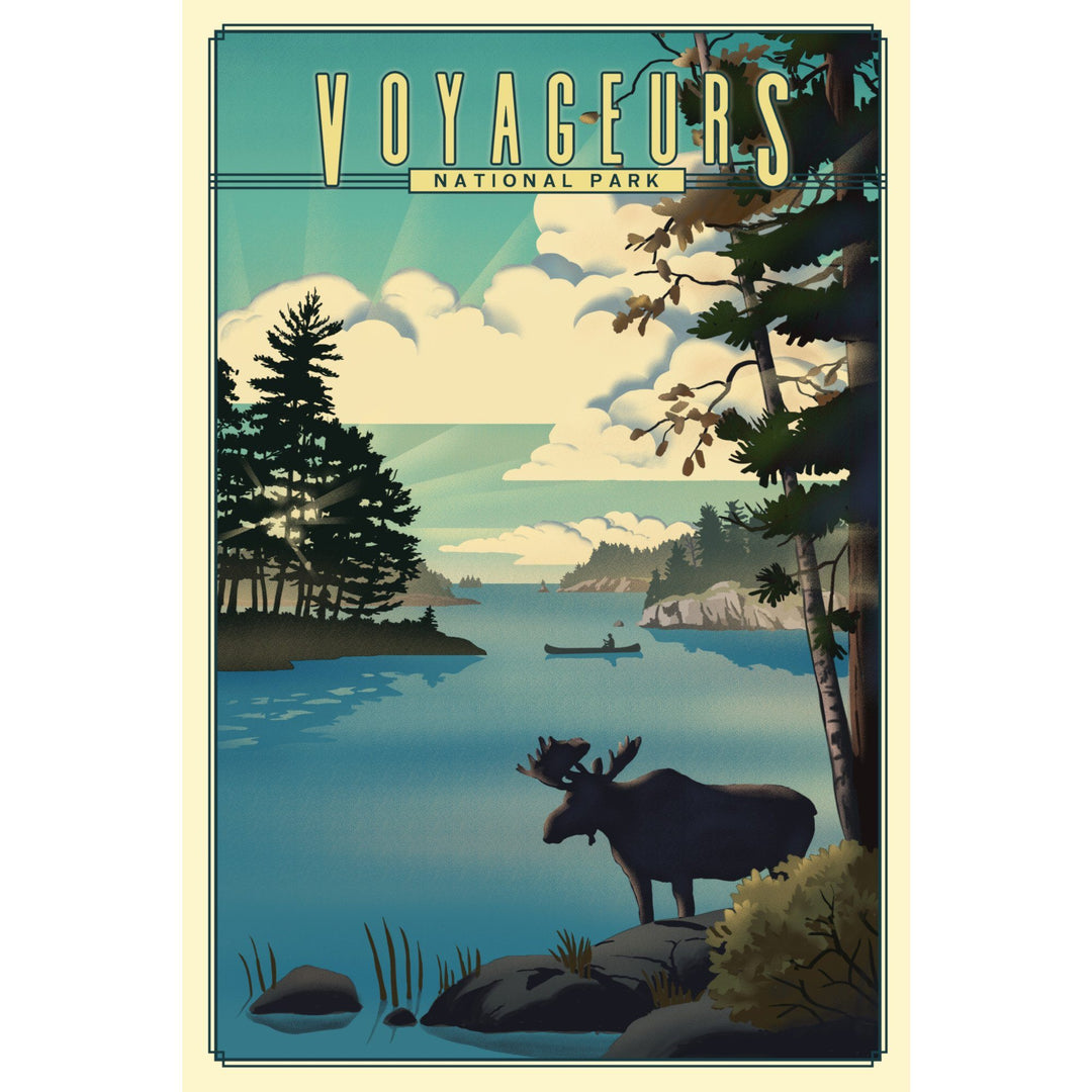 Voyageurs National Park, Minnesota, Lithograph National Park Series, Lantern Press Artwork, Towels and Aprons Kitchen Lantern Press 
