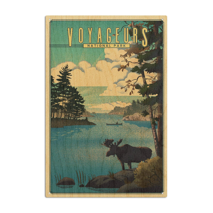 Voyageurs National Park, Minnesota, Lithograph National Park Series, Lantern Press Artwork, Wood Signs and Postcards Wood Lantern Press 10 x 15 Wood Sign 