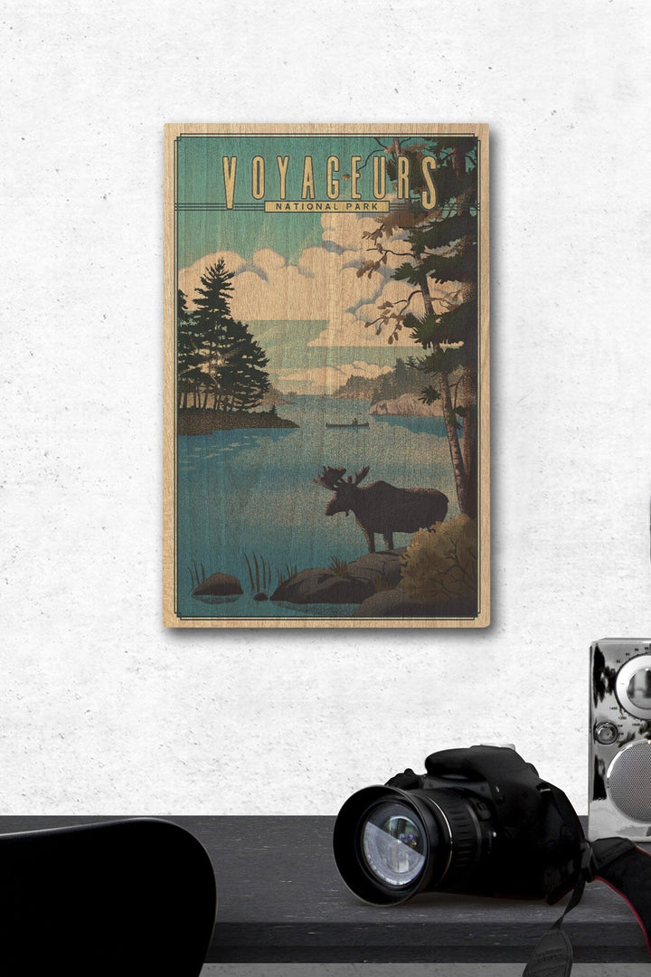 Voyageurs National Park, Minnesota, Lithograph National Park Series, Lantern Press Artwork, Wood Signs and Postcards Wood Lantern Press 12 x 18 Wood Gallery Print 