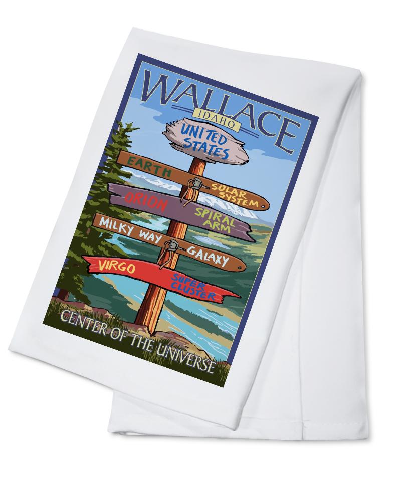 Wallace, Idaho, Destination Sign, Lantern Press Artwork, Towels and Aprons Kitchen Lantern Press Cotton Towel 
