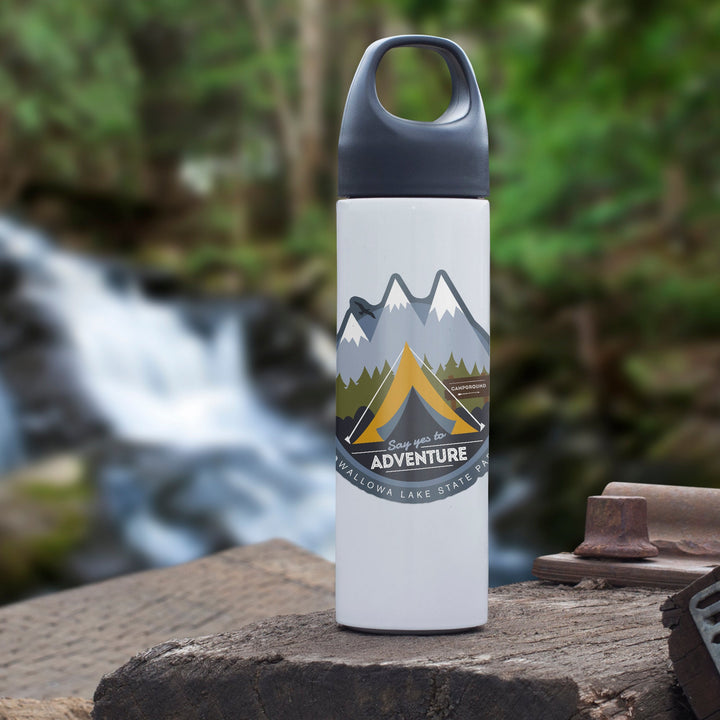 Wallowa Lake State Park, Oregon, Yes to Adventure, Tent, Vector, Contour Sticker Lantern Press 