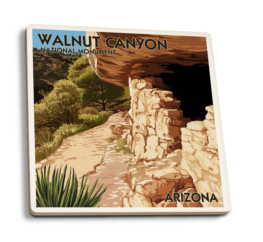 Walnut Canyon National Monument, Arizona, Lantern Press Artwork, Coaster Set Coasters Lantern Press 