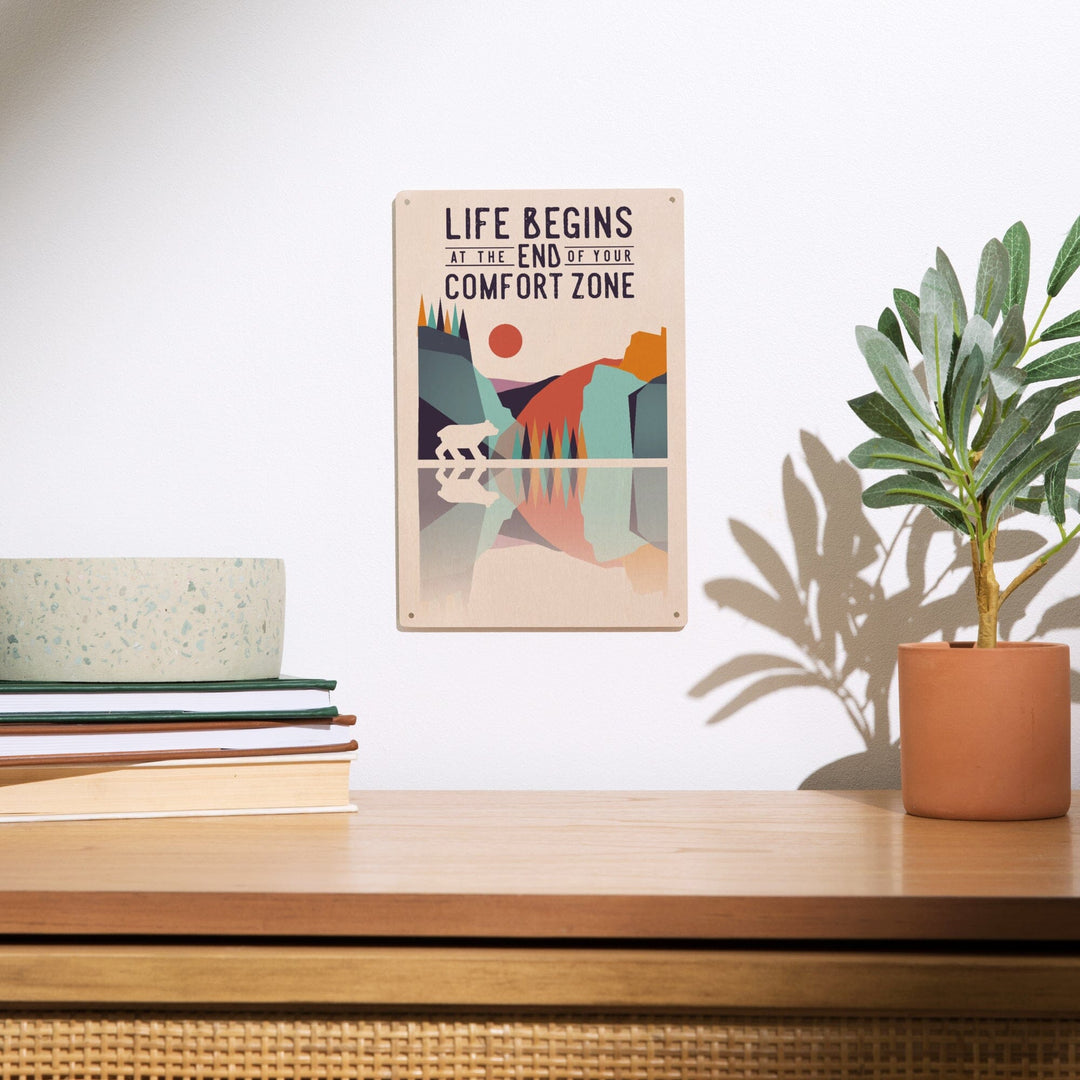 Wander More Collection, Life Begins at the End of Your Comfort Zone, Lantern Press Artwork, Wood Signs and Postcards Wood Lantern Press 