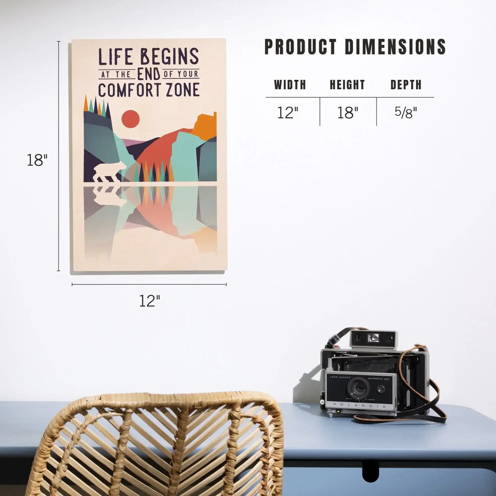 Wander More Collection, Life Begins at the End of Your Comfort Zone, Lantern Press Artwork, Wood Signs and Postcards Wood Lantern Press 