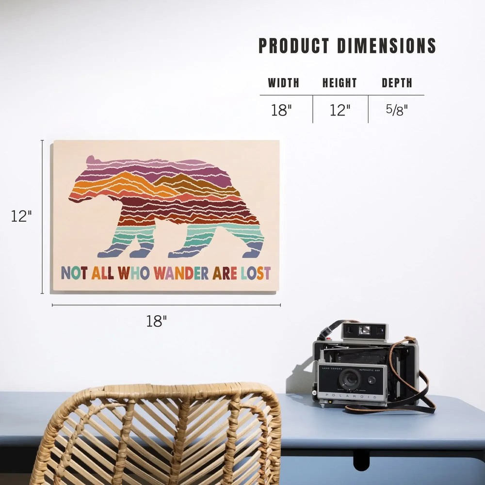 Wander More Collection, Not All Who Wander Are Lost, Bear, Lantern Press Artwork, Wood Signs and Postcards Wood Lantern Press 