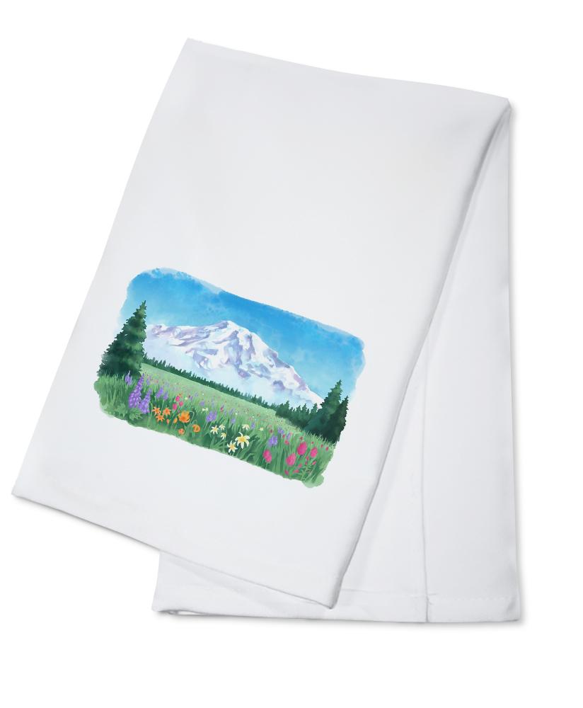 Washington, Botanical Rainier, Lantern Press Artwork, Towels and Aprons Kitchen Lantern Press Cotton Towel 
