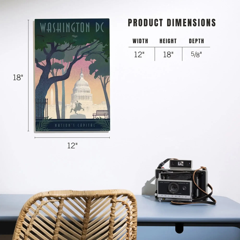 Washington, DC, Nation's Capitol, Lithograph, Lantern Press Artwork, Wood Signs and Postcards Wood Lantern Press 