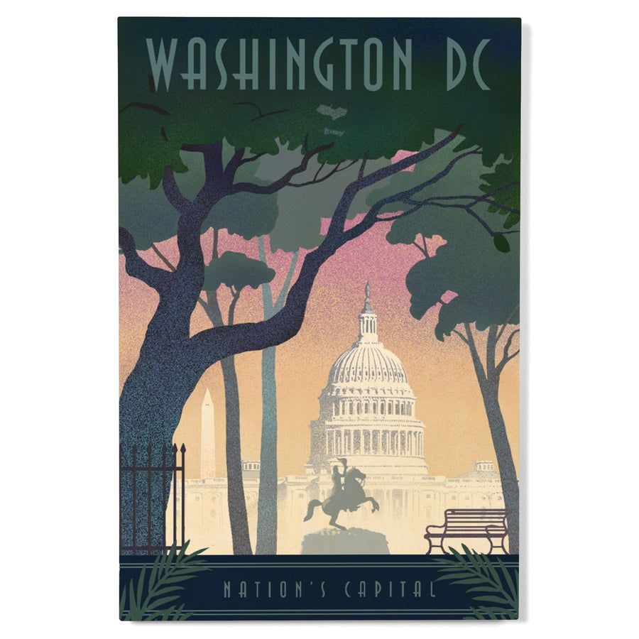 Washington, DC, Nation's Capitol, Lithograph, Lantern Press Artwork, Wood Signs and Postcards Wood Lantern Press 