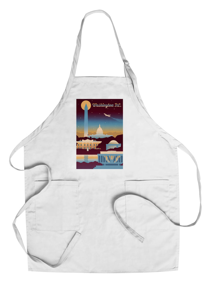 Washington DC, Retro Skyline Chromatic Series, Lantern Press Artwork, Towels and Aprons Kitchen Lantern Press Chef's Apron 