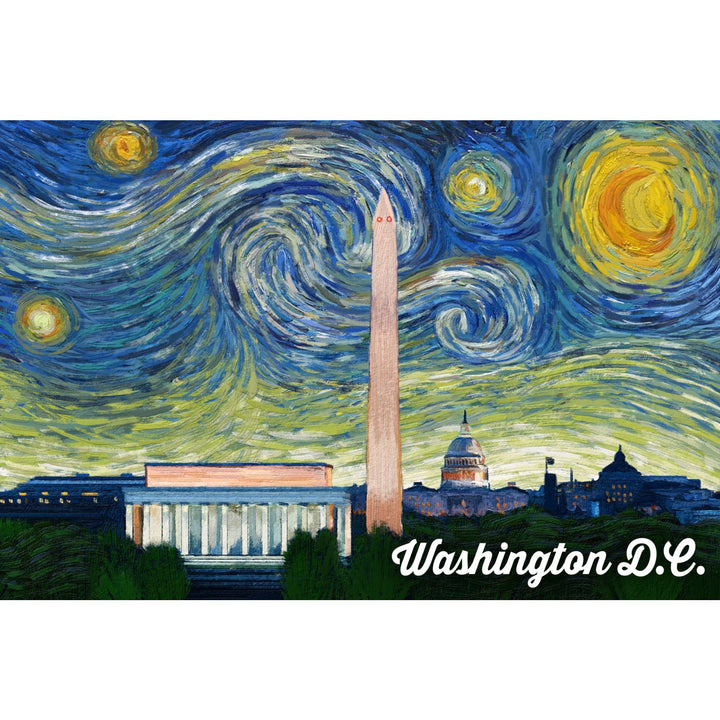 Washington DC, Starry Night Series, Lantern Press Artwork, Stretched Canvas Canvas Lantern Press 
