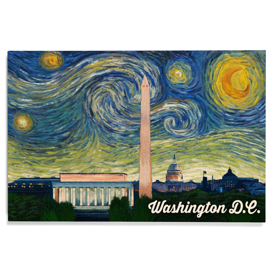 Washington DC, Starry Night Series, Lantern Press Artwork, Wood Signs and Postcards Wood Lantern Press 