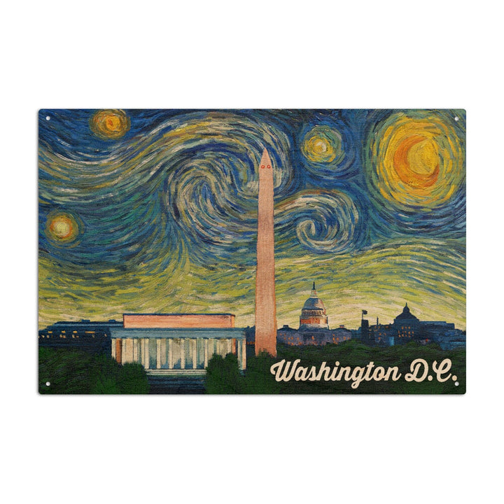 Washington DC, Starry Night Series, Lantern Press Artwork, Wood Signs and Postcards Wood Lantern Press 6x9 Wood Sign 