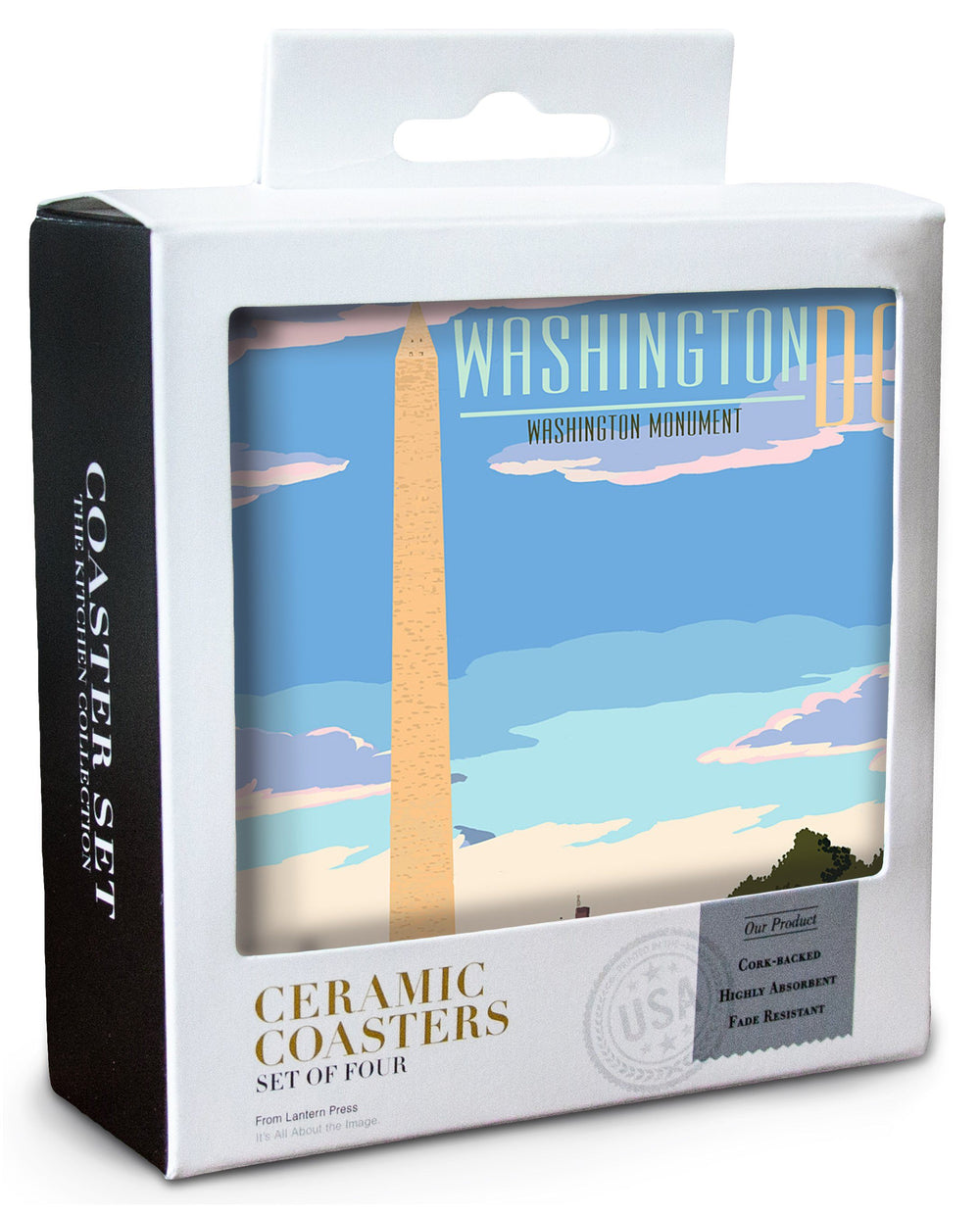 Washington, DC, Washington Monument Scene, Lantern Press Artwork, Coaster Set Coasters Lantern Press 