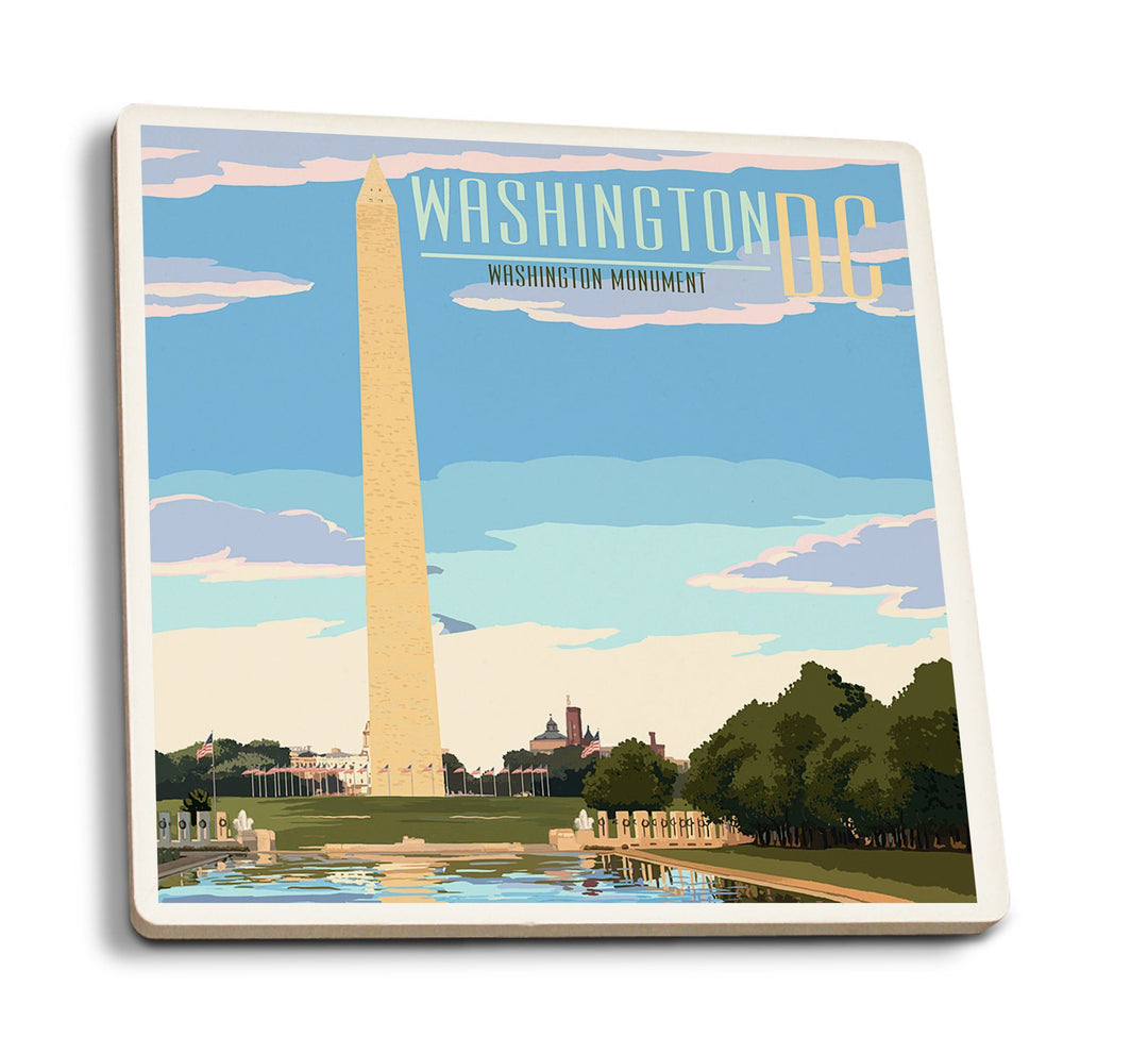 Washington, DC, Washington Monument Scene, Lantern Press Artwork, Coaster Set Coasters Lantern Press 