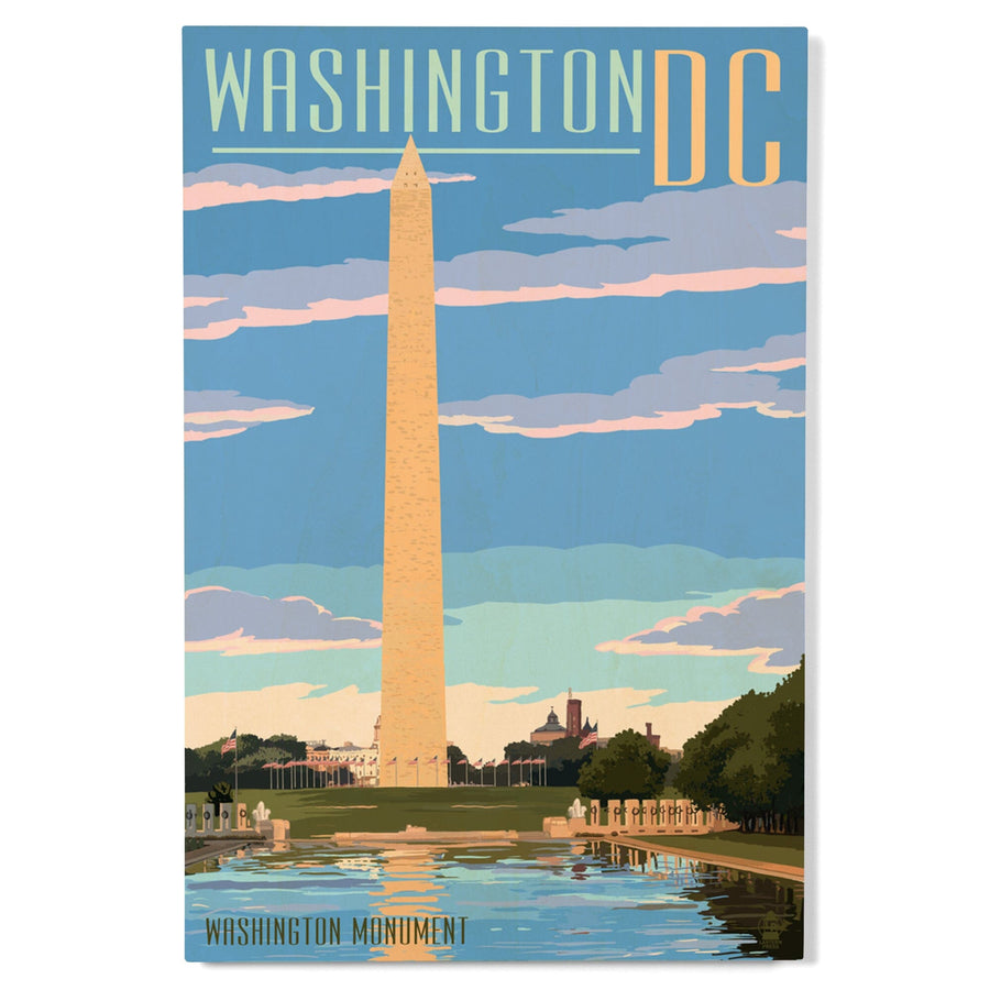 Washington, DC, Washington Monument Scene, Lantern Press Artwork, Wood Signs and Postcards Wood Lantern Press 