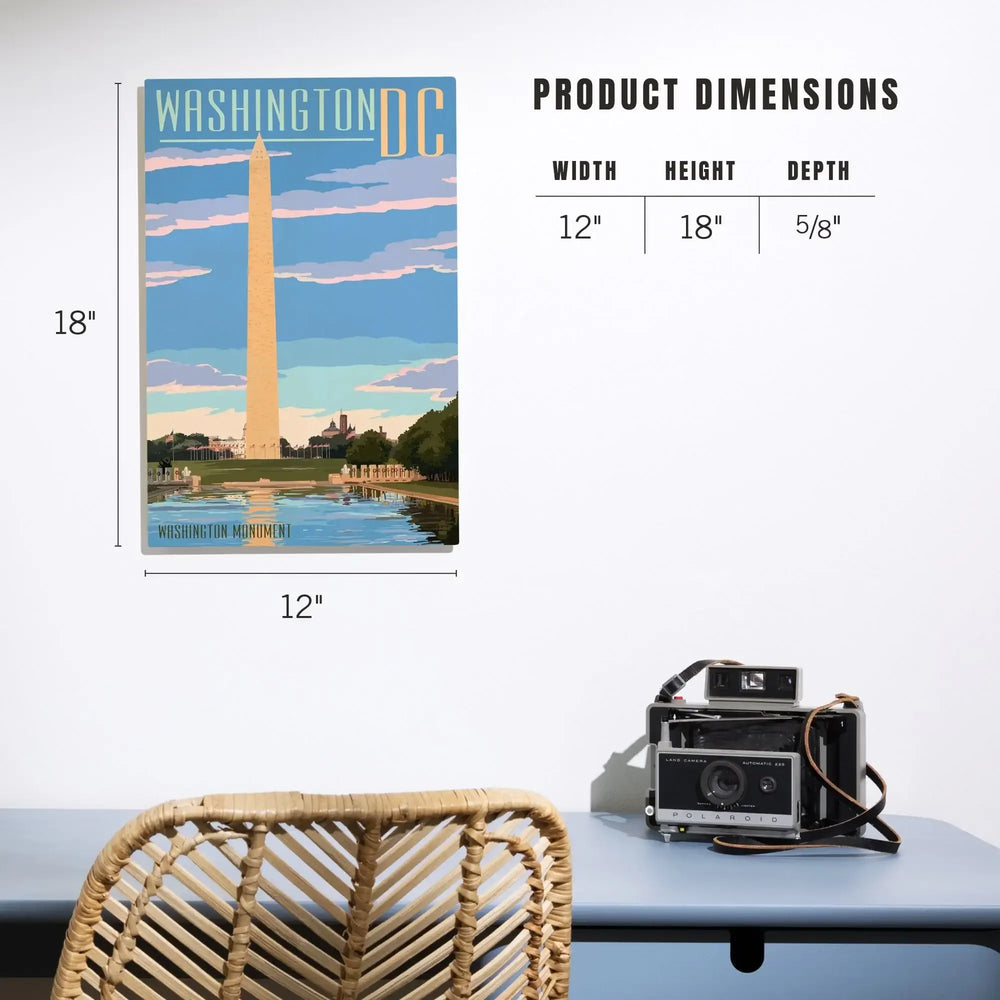 Washington, DC, Washington Monument Scene, Lantern Press Artwork, Wood Signs and Postcards Wood Lantern Press 