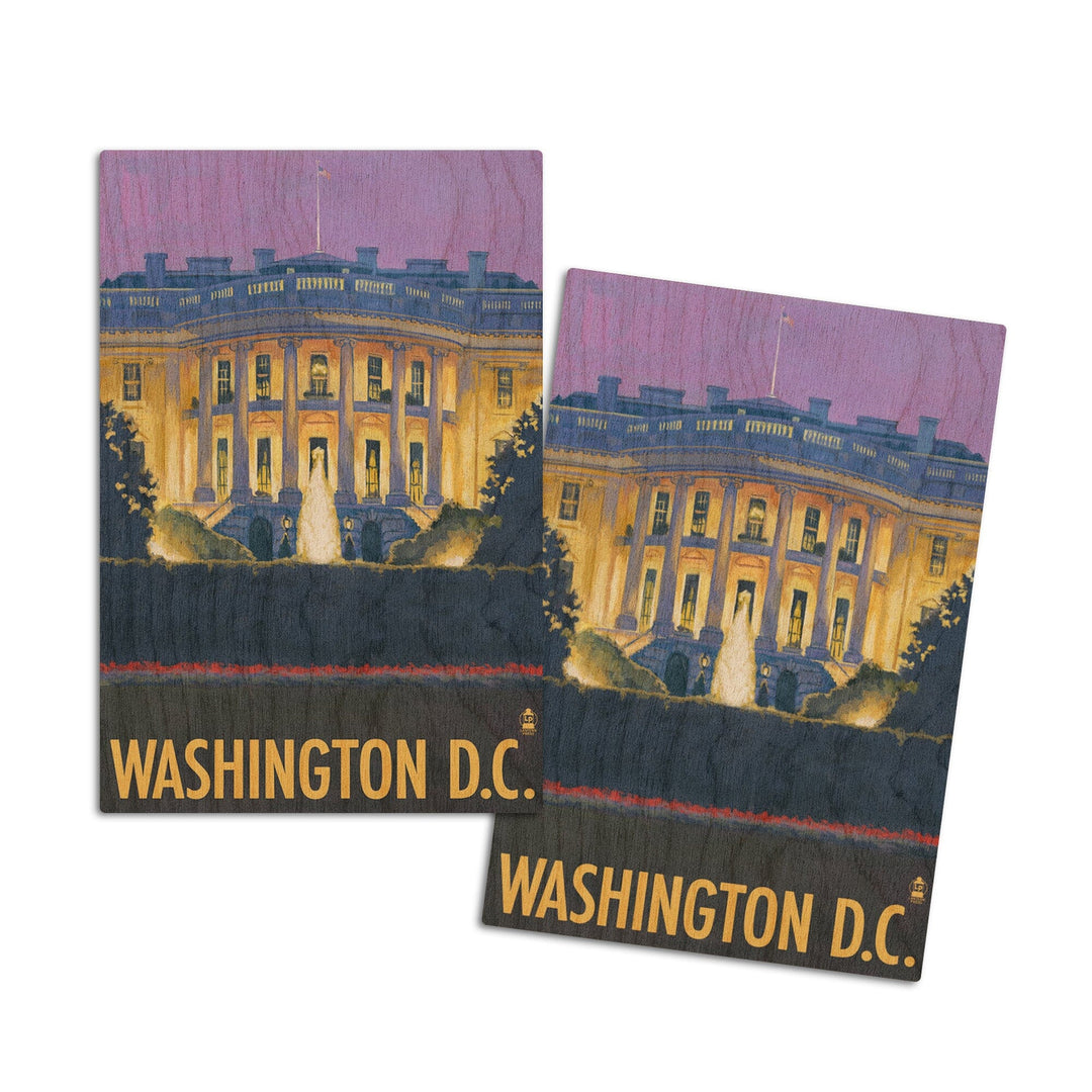 Washington DC, White House, Lantern Press Artwork, Wood Signs and Postcards Wood Lantern Press 4x6 Wood Postcard Set 