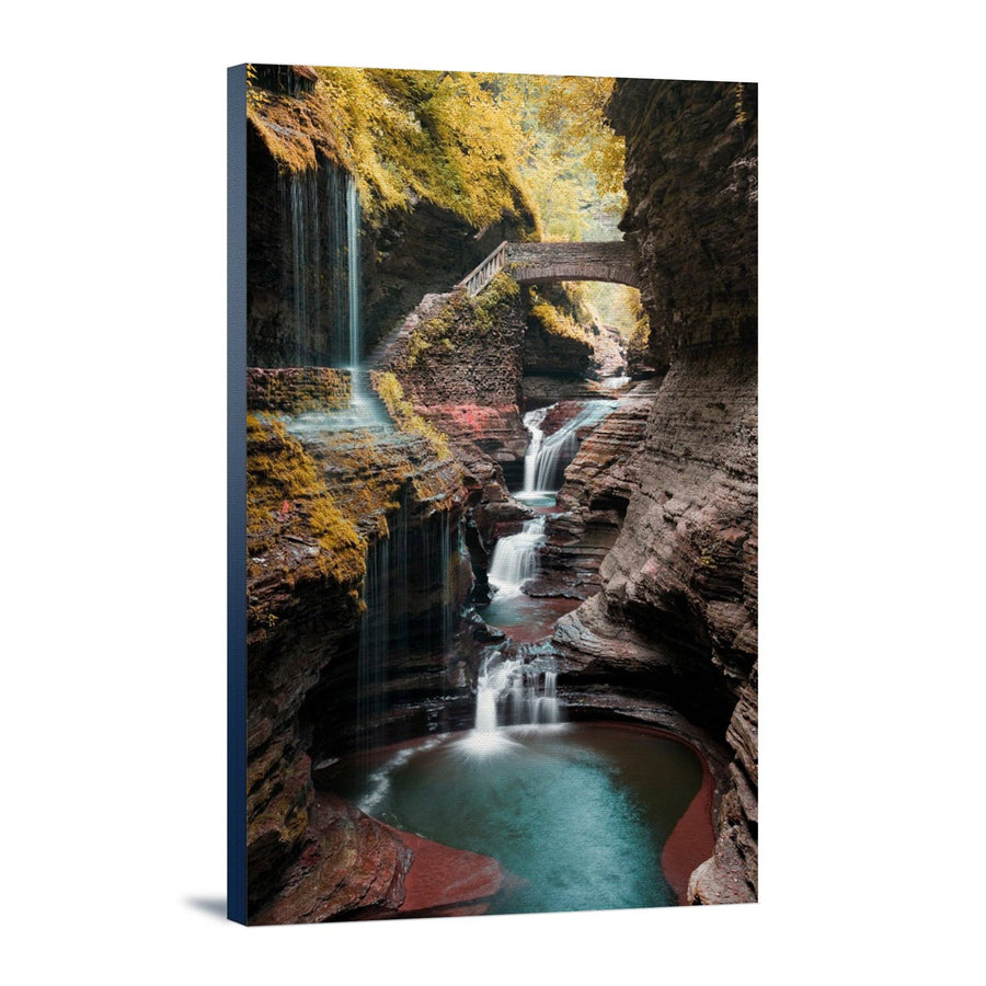 Watkins Glen State Park, New York, Waterfall Scene, Lantern Press Photography, Stretched Canvas Canvas Lantern Press 