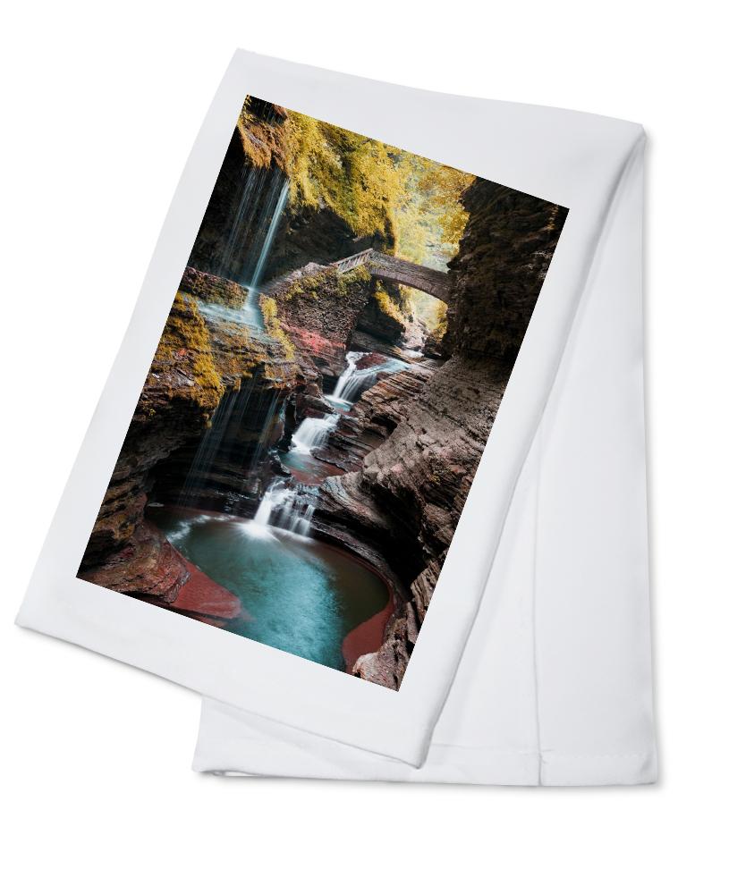 Watkins Glen State Park, New York, Waterfall Scene, Lantern Press Photography, Towels and Aprons Kitchen Lantern Press Cotton Towel 