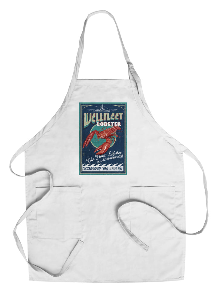 Wellfleet, Massachusetts, Lobster Vintage Sign, Lantern Press Artwork, Towels and Aprons Kitchen Lantern Press Chef's Apron 