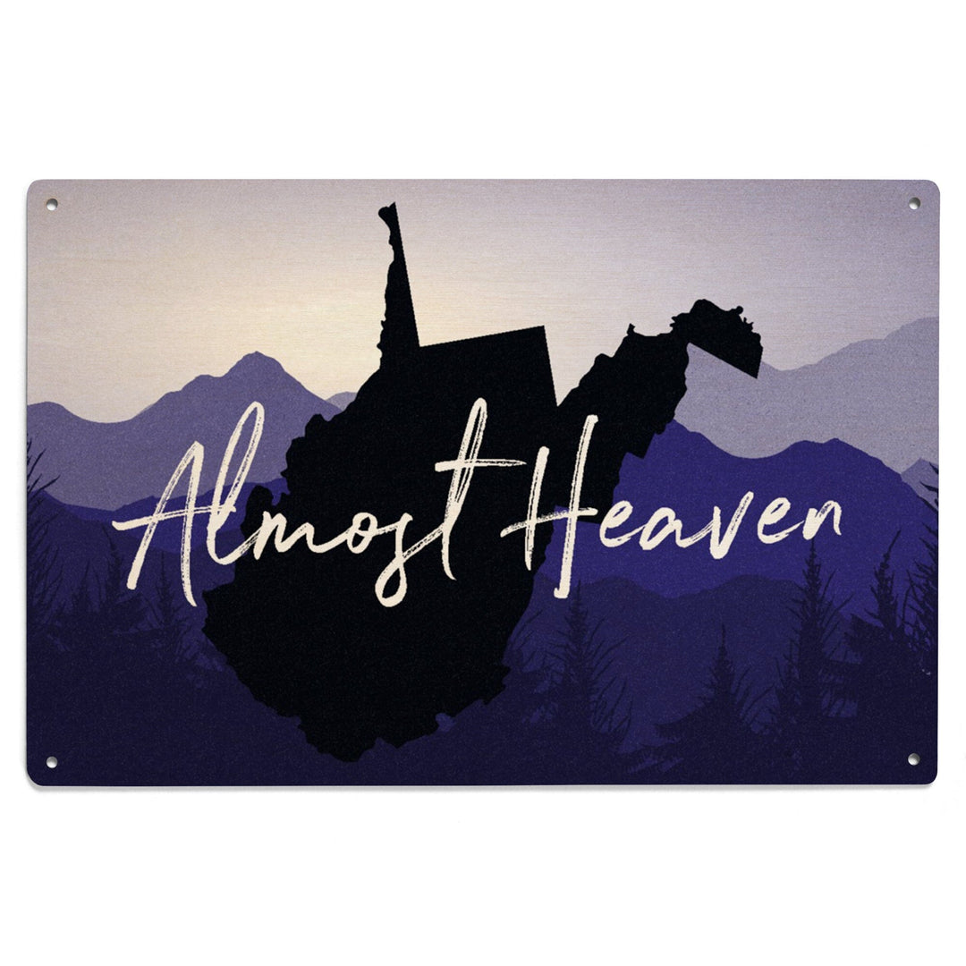 West Virginia, Almost Heaven, State Silhouette & Mountains, Lantern Press Artwork, Wood Signs and Postcards Wood Lantern Press 