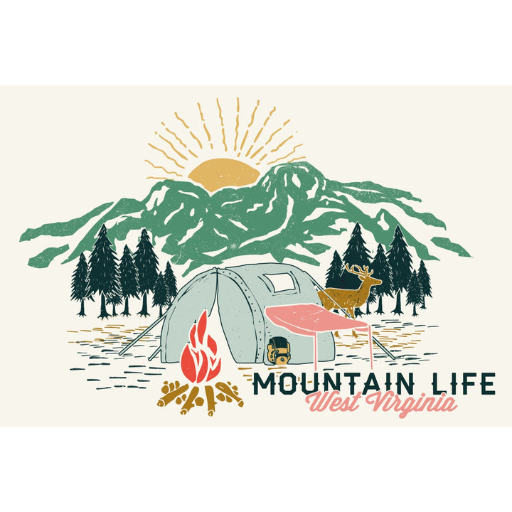 West Virginia, Mountain Life, Lantern Press Artwork, Towels and Aprons Kitchen Lantern Press 