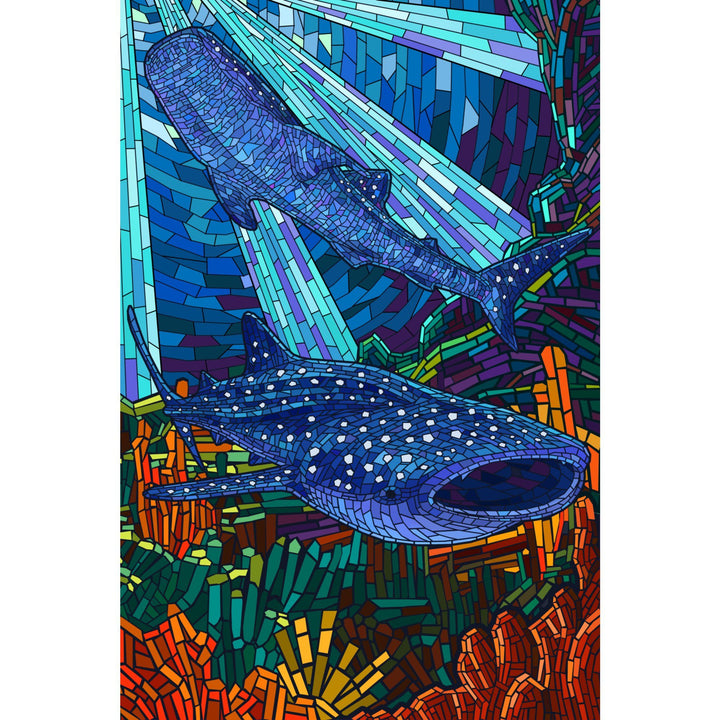 Whale Shark, Mosaic, Lantern Press Artwork, Stretched Canvas Canvas Lantern Press 