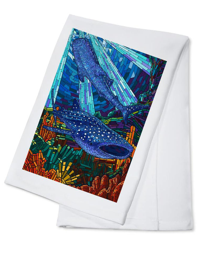 Whale Shark, Mosaic, Lantern Press Artwork, Towels and Aprons Kitchen Lantern Press Cotton Towel 