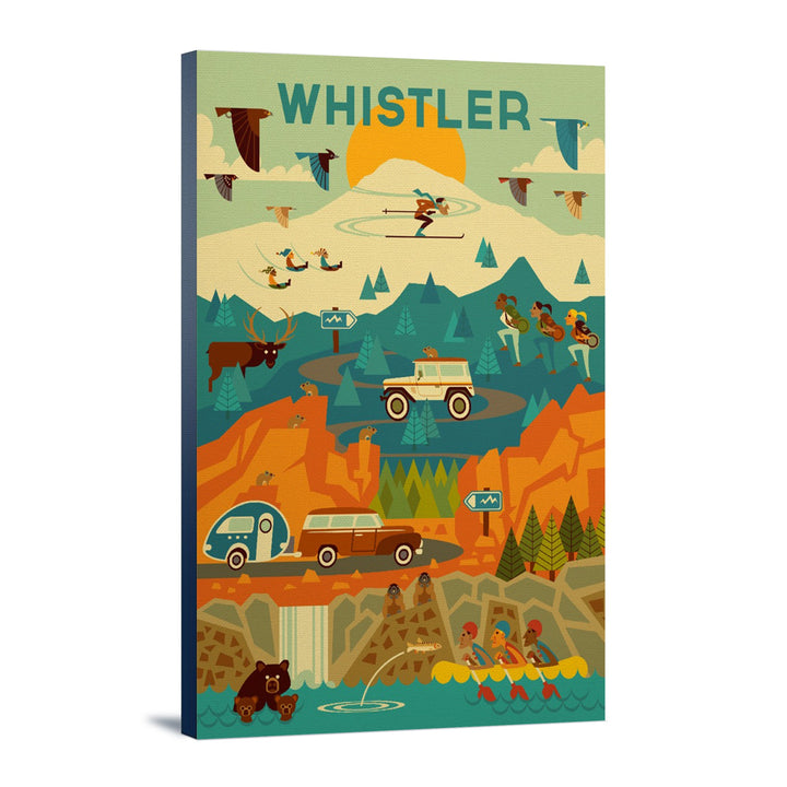 Whistler, Pacific Wonderland, Geometric, Lantern Press Artwork, Stretched Canvas Canvas Lantern Press 12x18 Stretched Canvas 