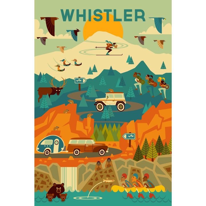 Whistler, Pacific Wonderland, Geometric, Lantern Press Artwork, Stretched Canvas Canvas Lantern Press 