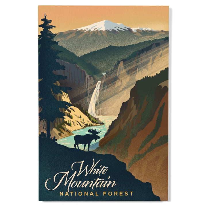 White Mountain National Forest, New Hampshire, Lithograph, Lantern Press Artwork, Wood Signs and Postcards Wood Lantern Press 