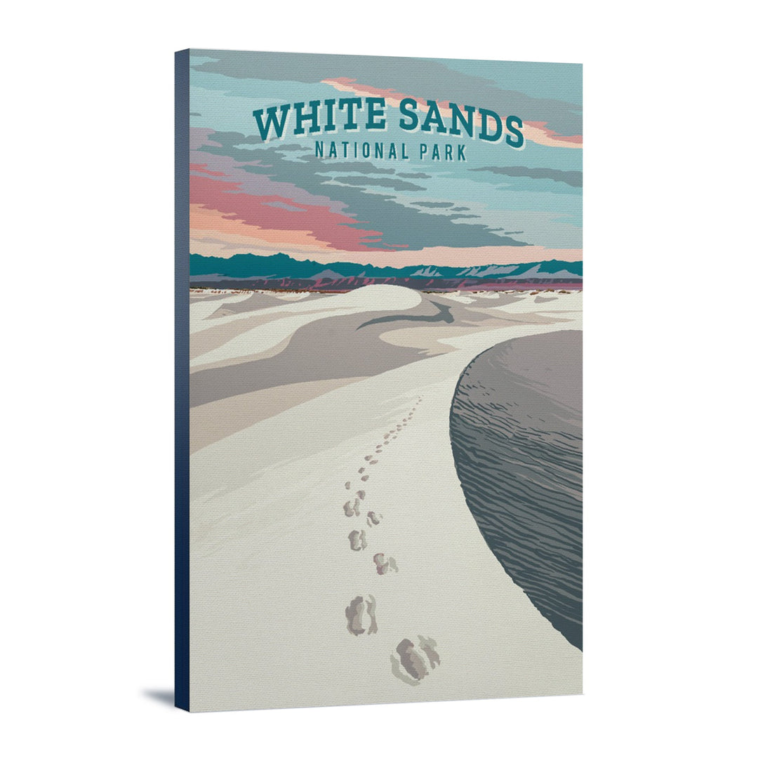 White Sands National Park, New Mexico, Painterly National Park Series, Stretched Canvas Canvas Lantern Press 12x18 Stretched Canvas 