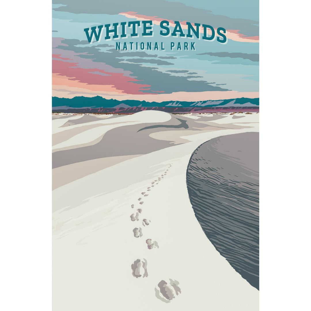 White Sands National Park, New Mexico, Painterly National Park Series, Stretched Canvas Canvas Lantern Press 