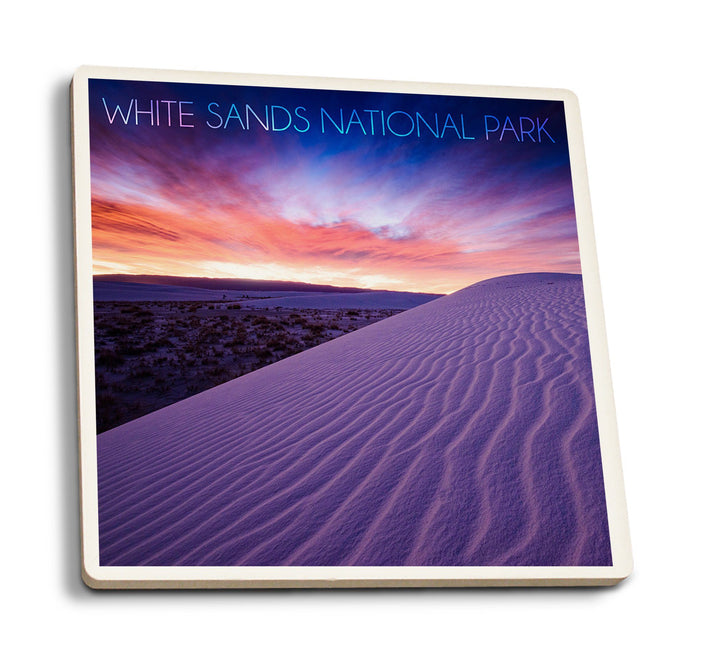 White Sands National Park, New Mexico, Pink Desert Morning, Lantern Press Photography, Coaster Set Coasters Lantern Press 