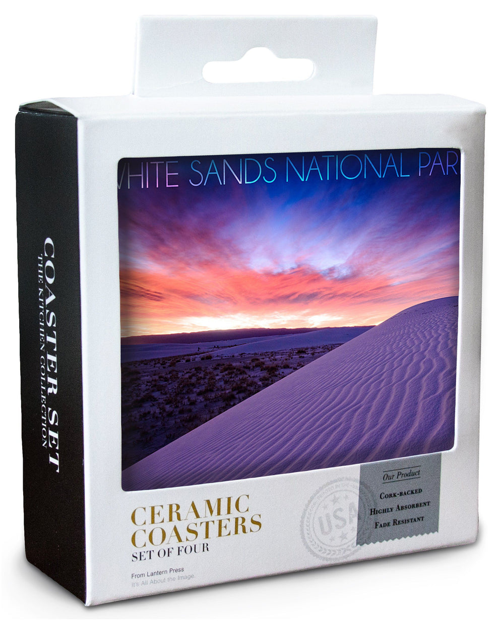 White Sands National Park, New Mexico, Pink Desert Morning, Lantern Press Photography, Coaster Set Coasters Lantern Press 