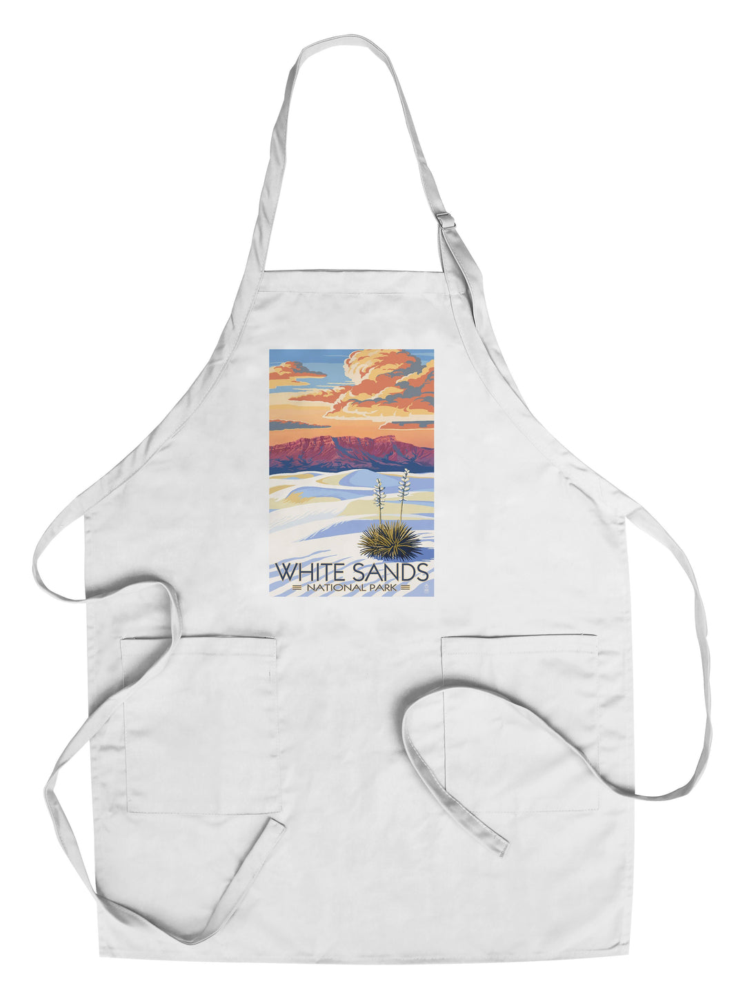 White Sands National Park, New Mexico, Sunset Scene, Lantern Press Artwork, Towels and Aprons Kitchen Lantern Press Chef's Apron 