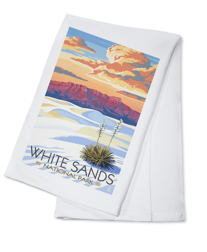 White Sands National Park, New Mexico, Sunset Scene, Lantern Press Artwork, Towels and Aprons Kitchen Lantern Press Cotton Towel 