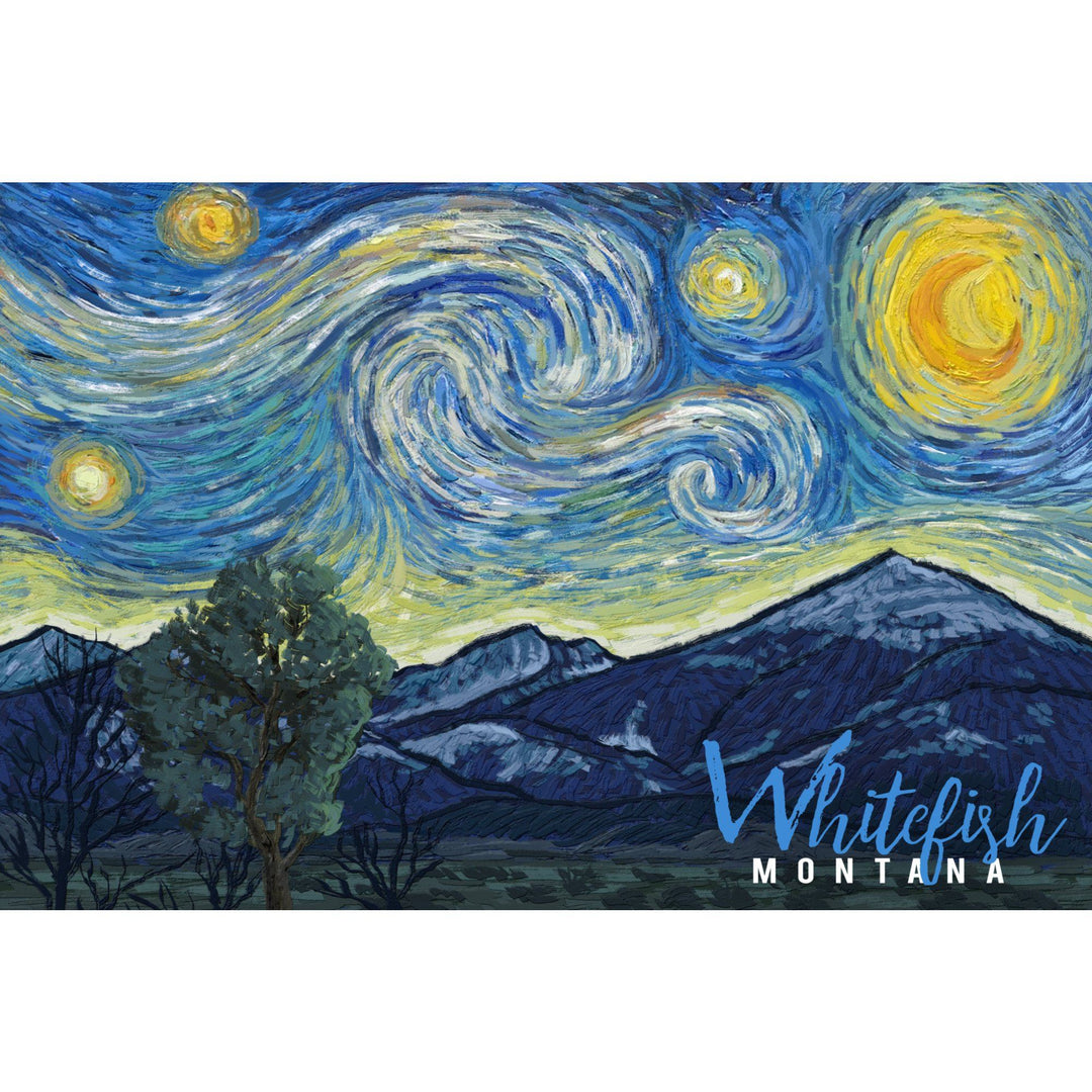 Whitefish, Montana, Starry Night, Lantern Press Artwork, Stretched Canvas Canvas Lantern Press 