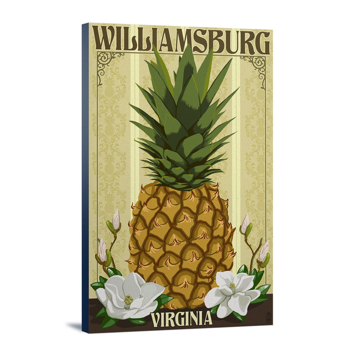 Williamsburg, Virginia, Colonial Pineapple, Lantern Press Artwork, Stretched Canvas Canvas Lantern Press 12x18 Stretched Canvas 