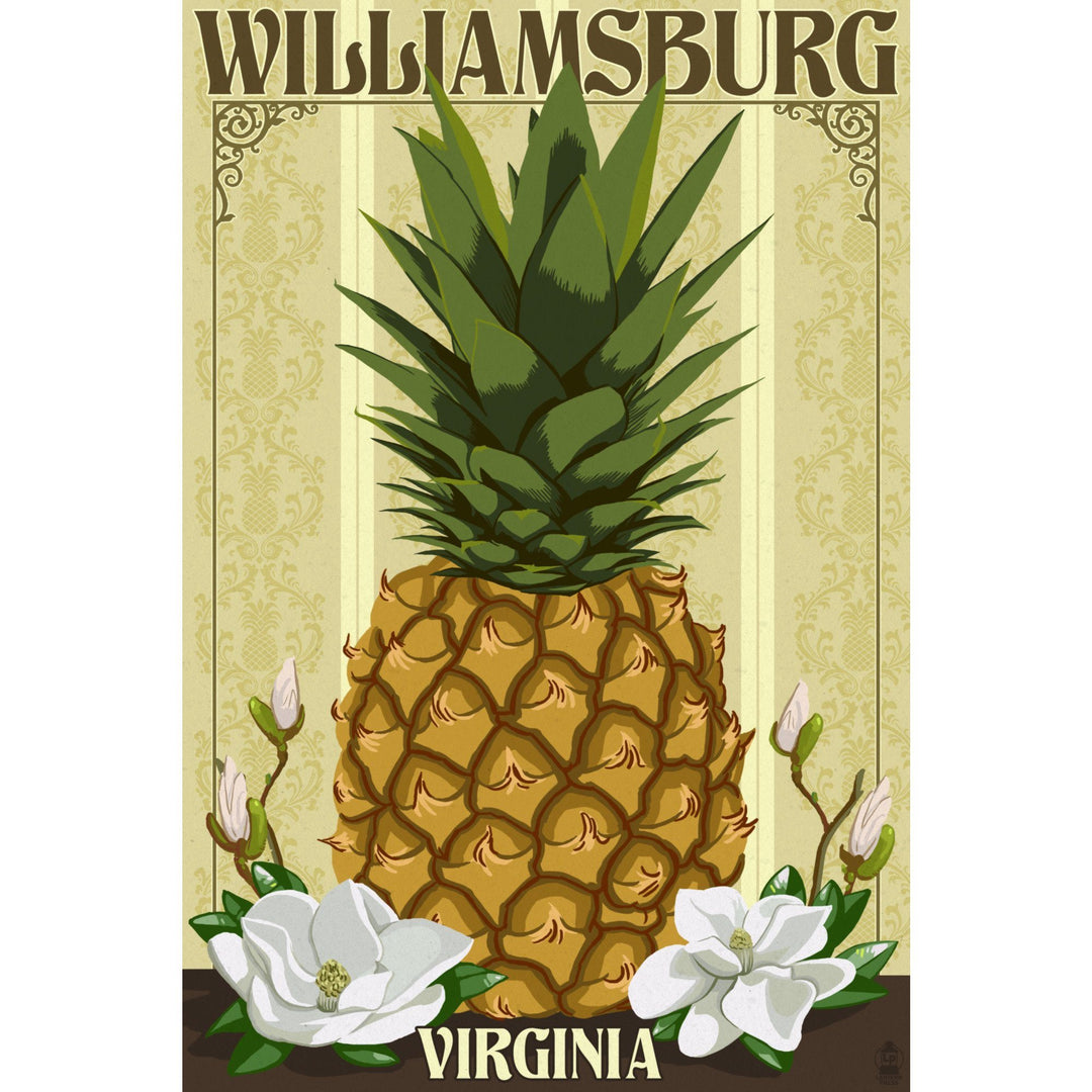 Williamsburg, Virginia, Colonial Pineapple, Lantern Press Artwork, Stretched Canvas Canvas Lantern Press 
