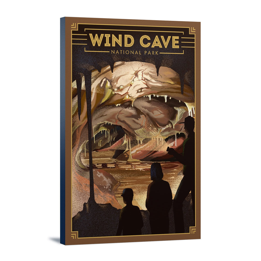 Wind Cave National Park, South Dakota, Lithograph National Park Series, Lantern Press Artwork, Stretched Canvas Canvas Lantern Press 12x18 Stretched Canvas 