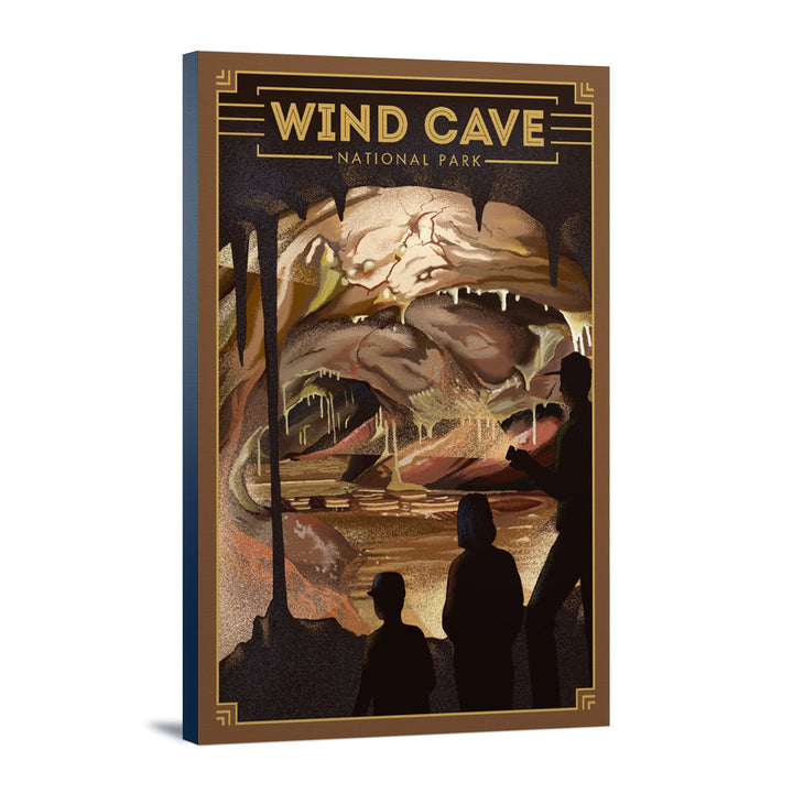 Wind Cave National Park, South Dakota, Lithograph National Park Series, Lantern Press Artwork, Stretched Canvas Canvas Lantern Press 