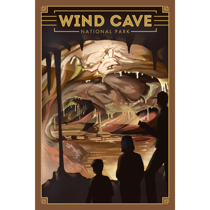 Wind Cave National Park, South Dakota, Lithograph National Park Series, Lantern Press Artwork, Stretched Canvas Canvas Lantern Press 
