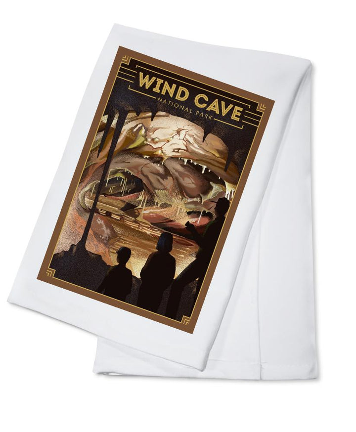 Wind Cave National Park, South Dakota, Lithograph National Park Series, Lantern Press Artwork, Towels and Aprons Kitchen Lantern Press Cotton Towel 