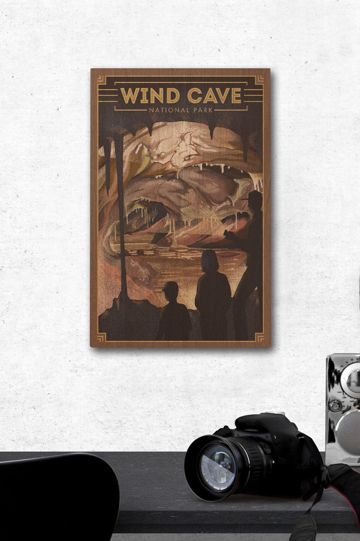 Wind Cave National Park, South Dakota, Lithograph National Park Series, Lantern Press Artwork, Wood Signs and Postcards Wood Lantern Press 12 x 18 Wood Gallery Print 