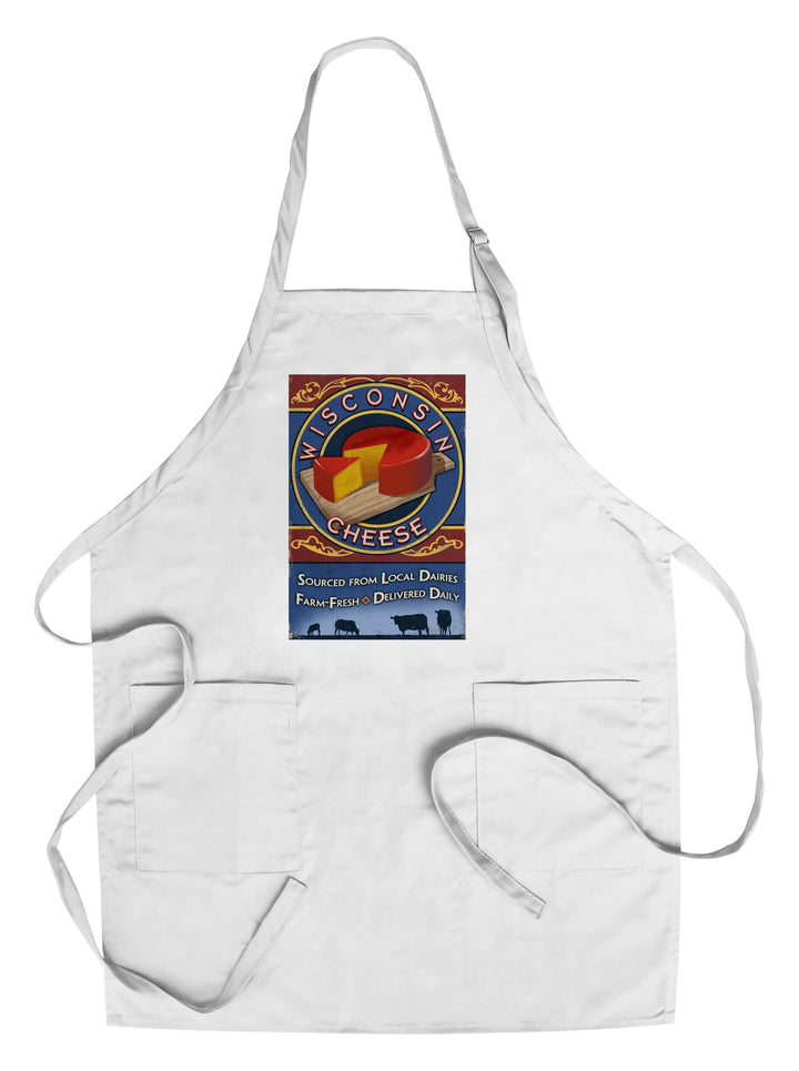 Wisconsin, Cheese Vintage Sign, Lantern Press Artwork, Towels and Aprons Kitchen Lantern Press Chef's Apron 